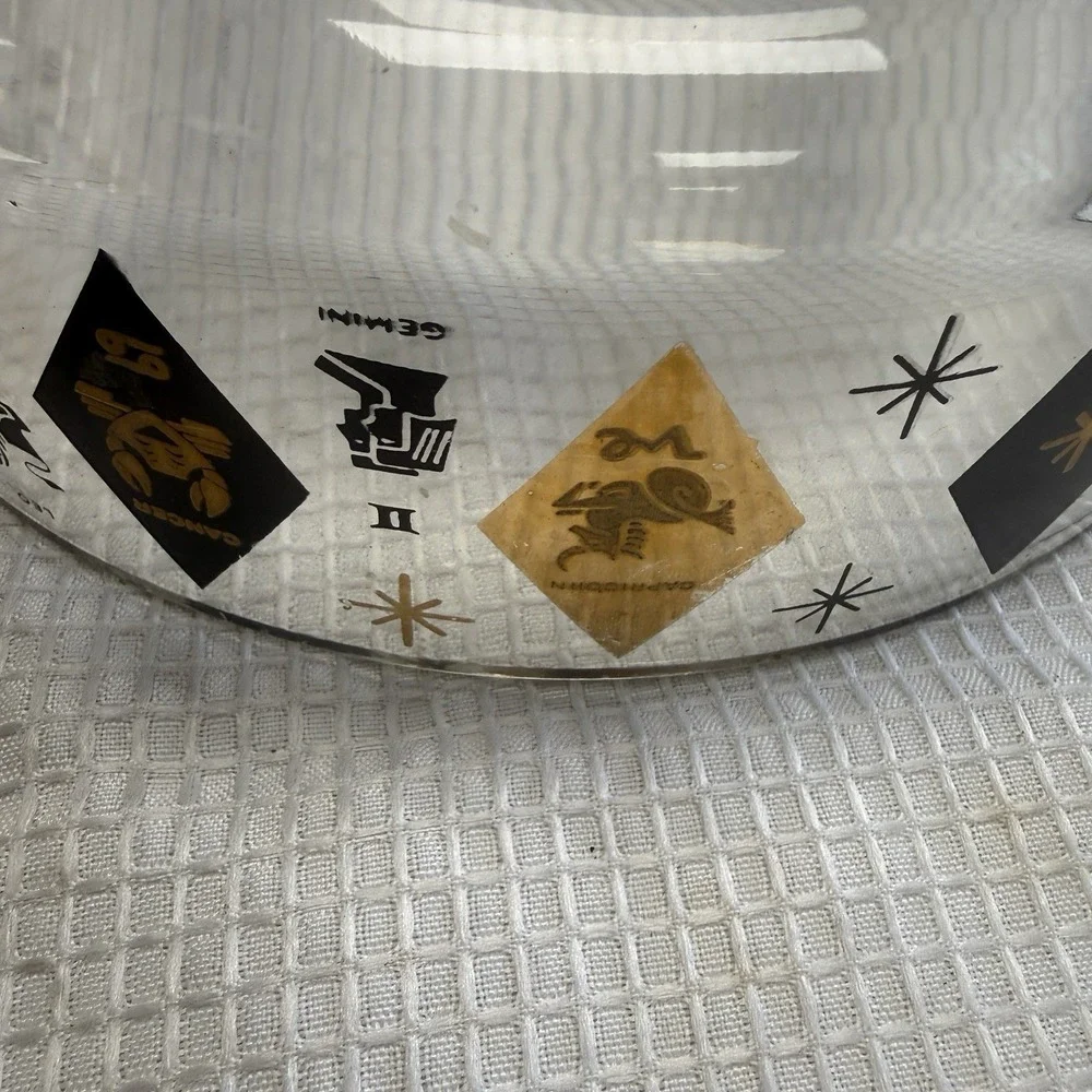 3 Pc Set VTG MCM Federal Zodiac Harlequin Diamond Black 22kt Gold Bowls Chip Dip